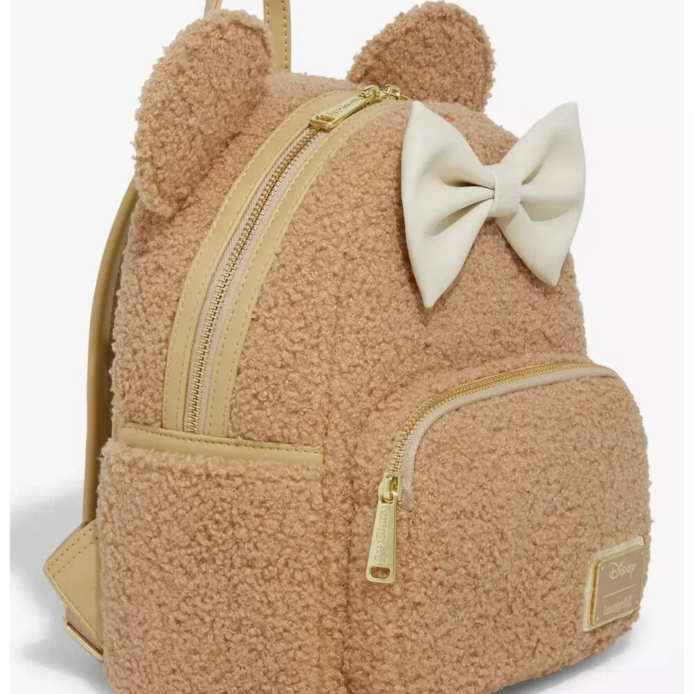 Loungefly Disney Minnie Mouse Sherpa Mini Backpack and Wallet Set NWT Exclusive - Picture 4 of 9